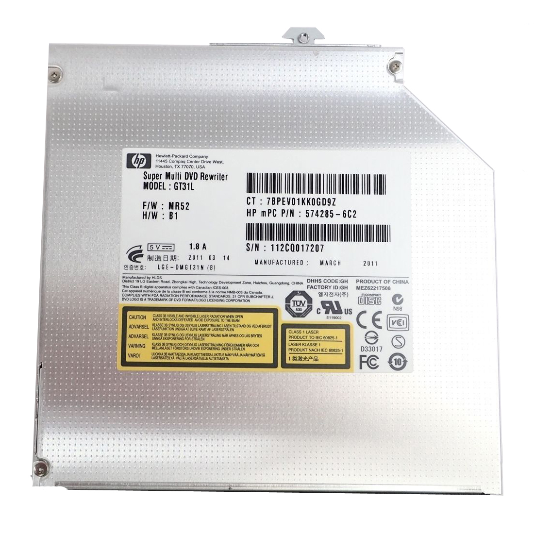 HITACHI LG GT31L Laptop Internal DVD Drive Lightscribe DVD±RW Writer