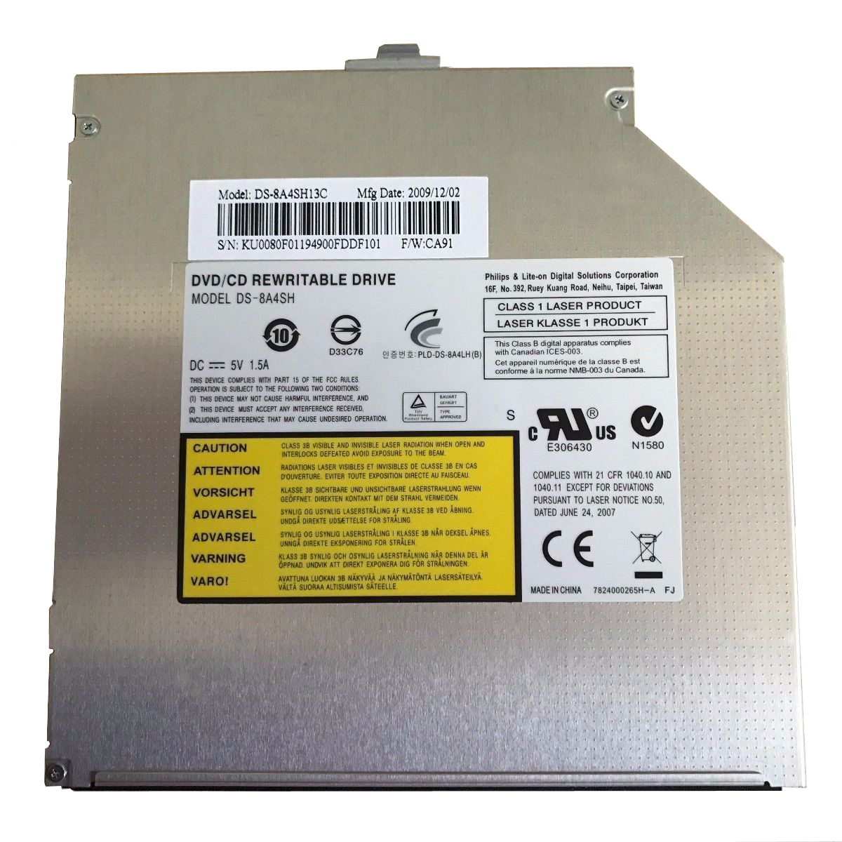 PHILIPS LITE-ON DU-8A4SH Laptop Internal DVD Drive DVD/CD Rewriter